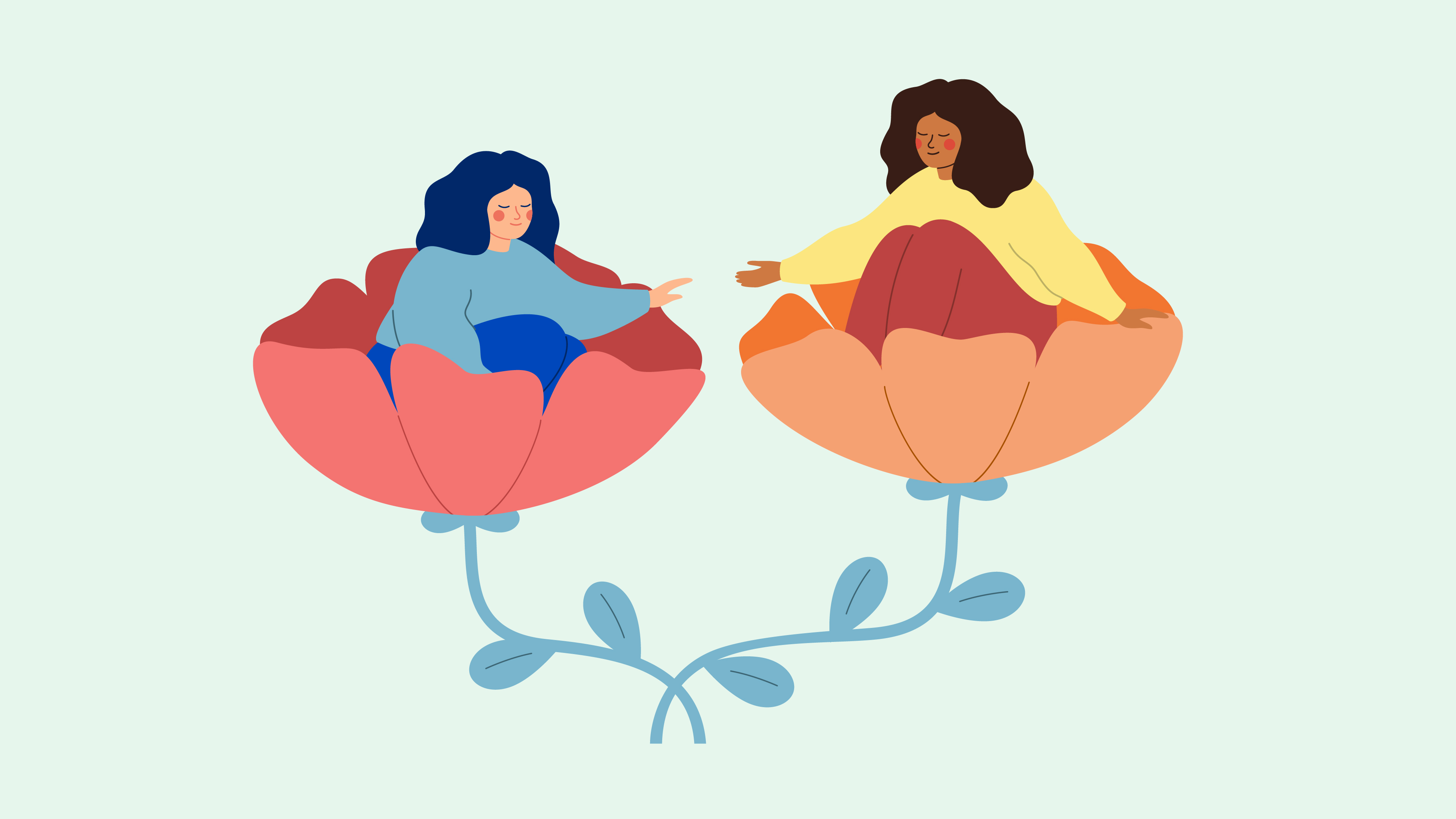 An illustration of a friends reaching out to each other
