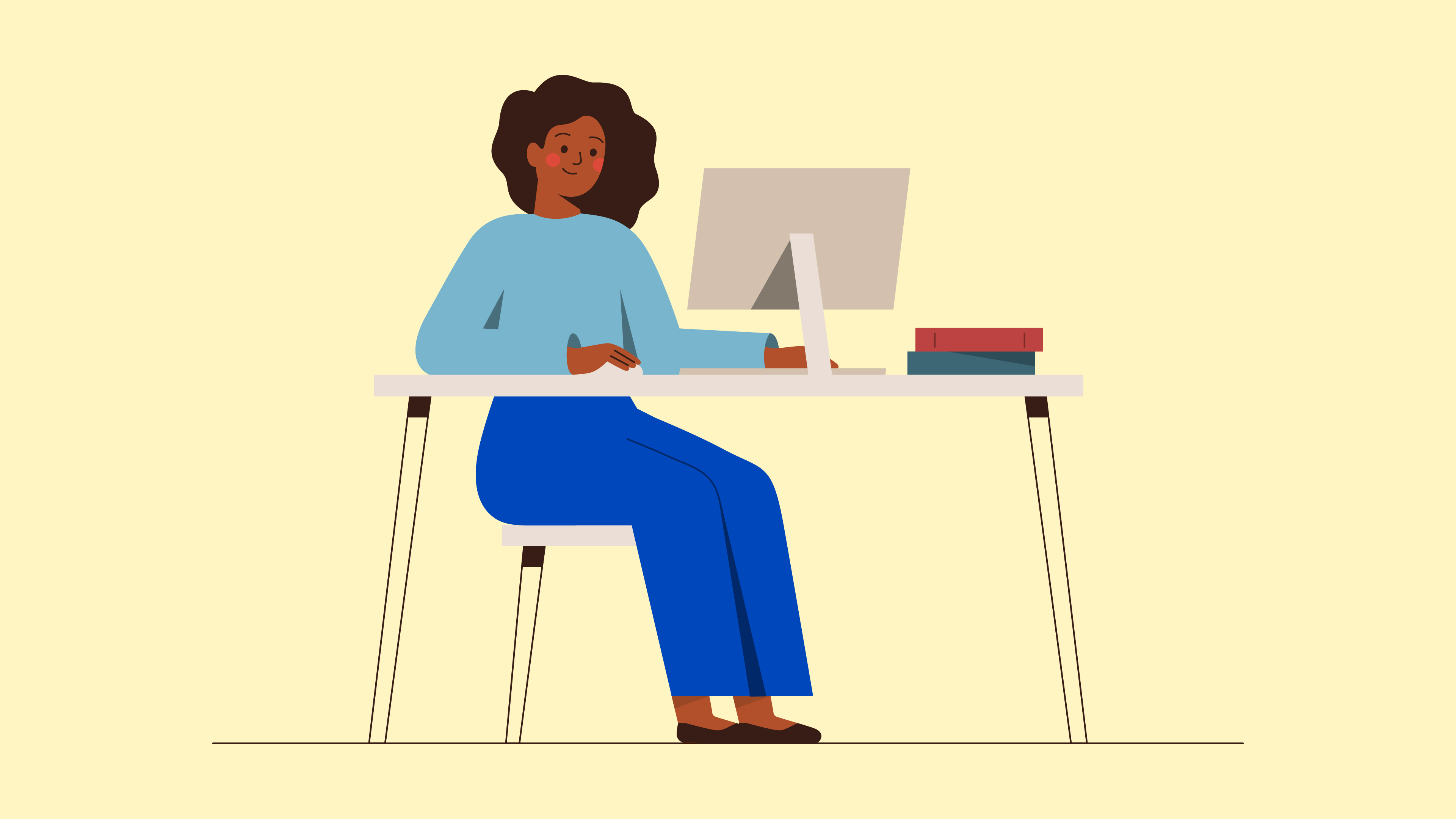 An illustration of woman working at a desk