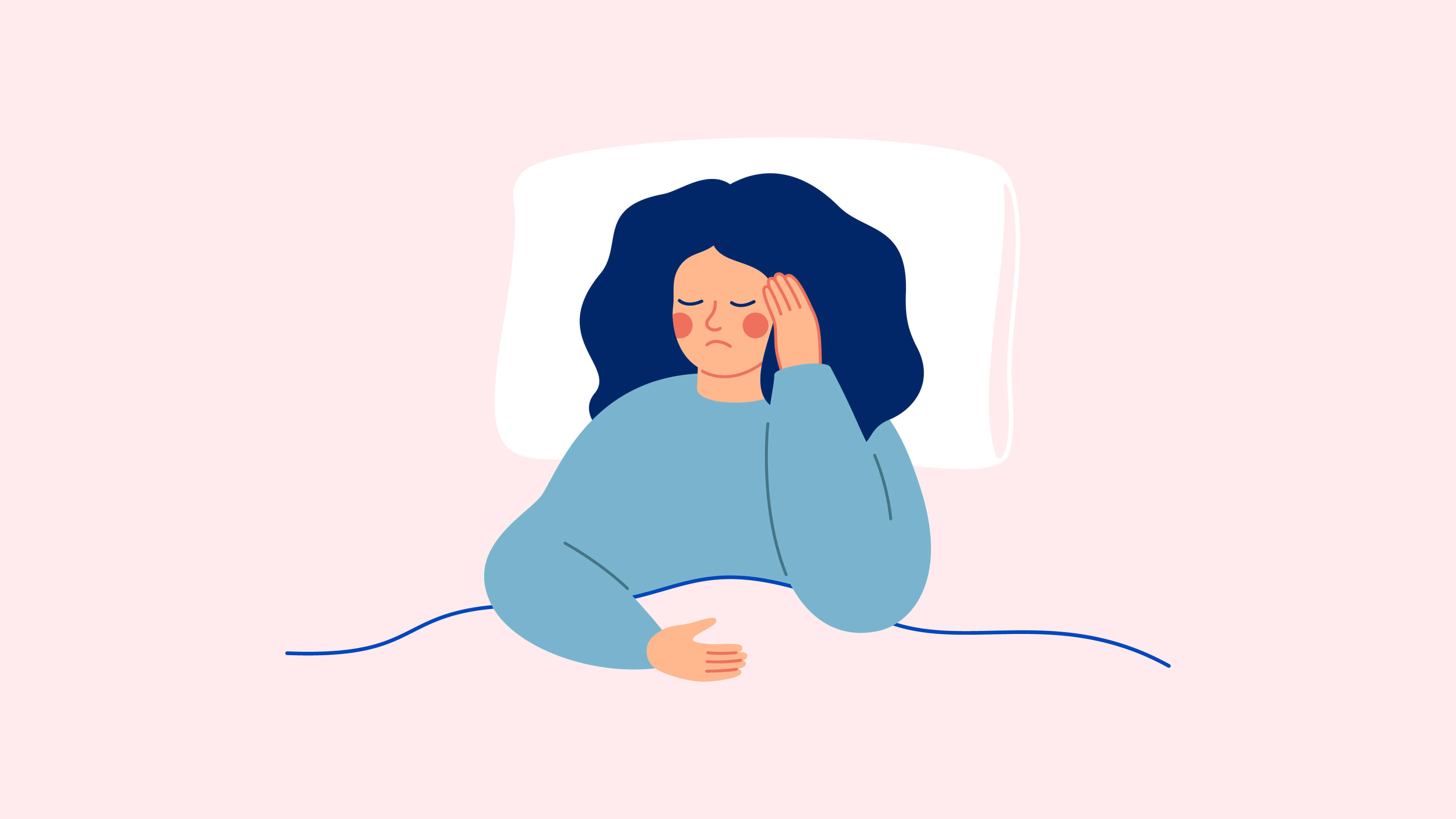 An illustration of a woman ill in bed 