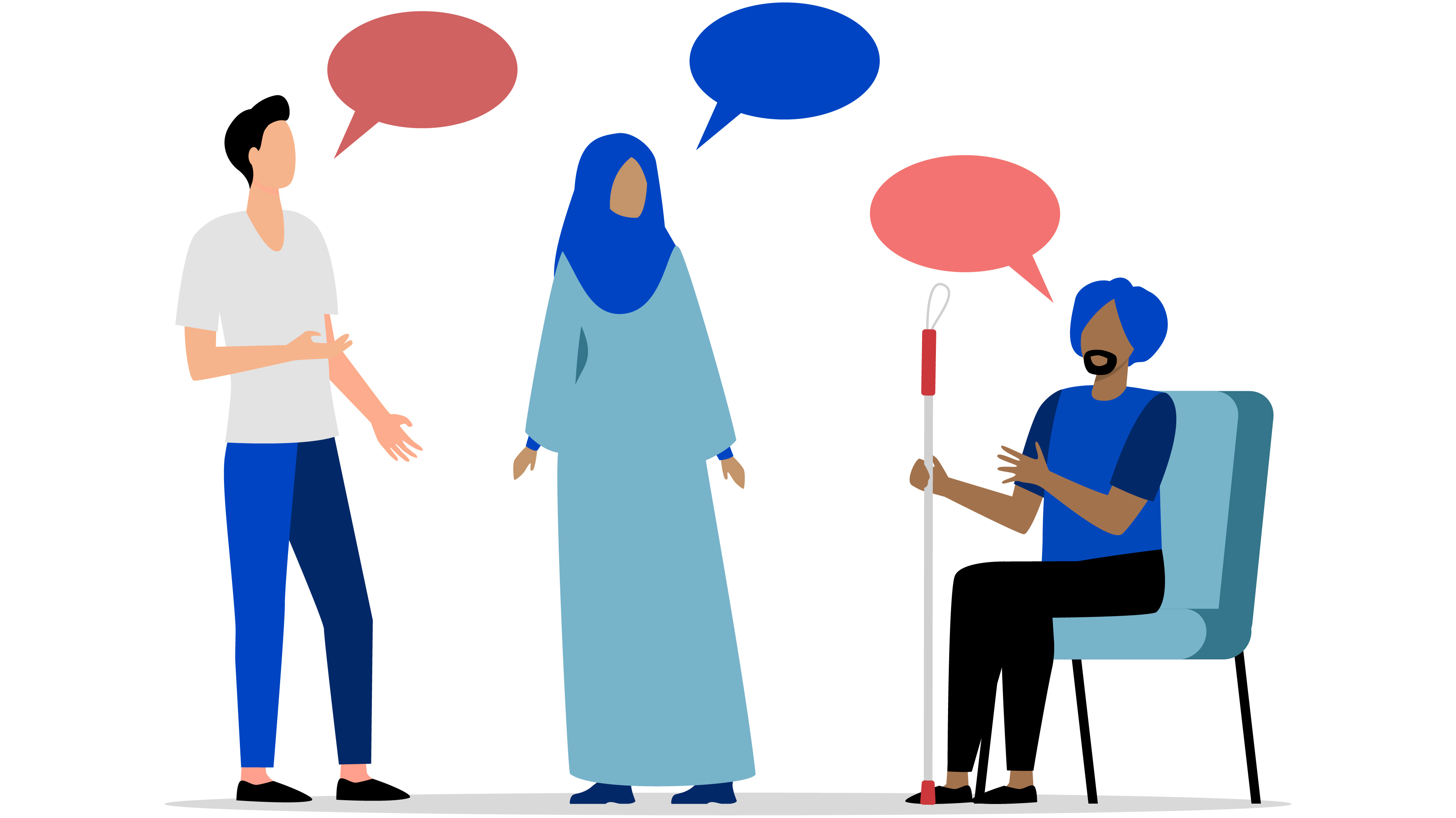 An illustrations of colleagues chatting symbolising reducing mental health stigma in schools