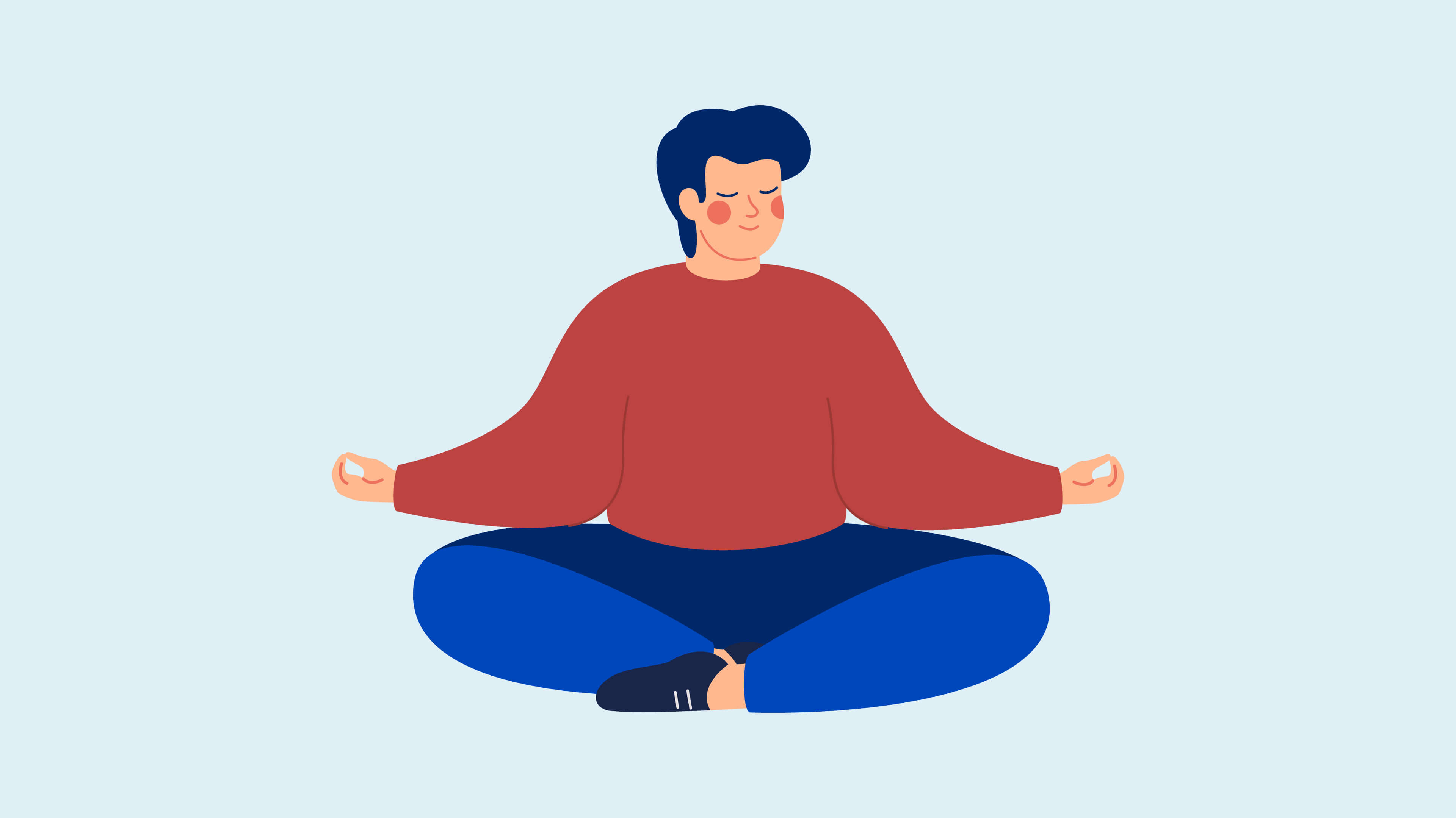 A simple illustration of a man sitting in a yoga position, symbolising wellness