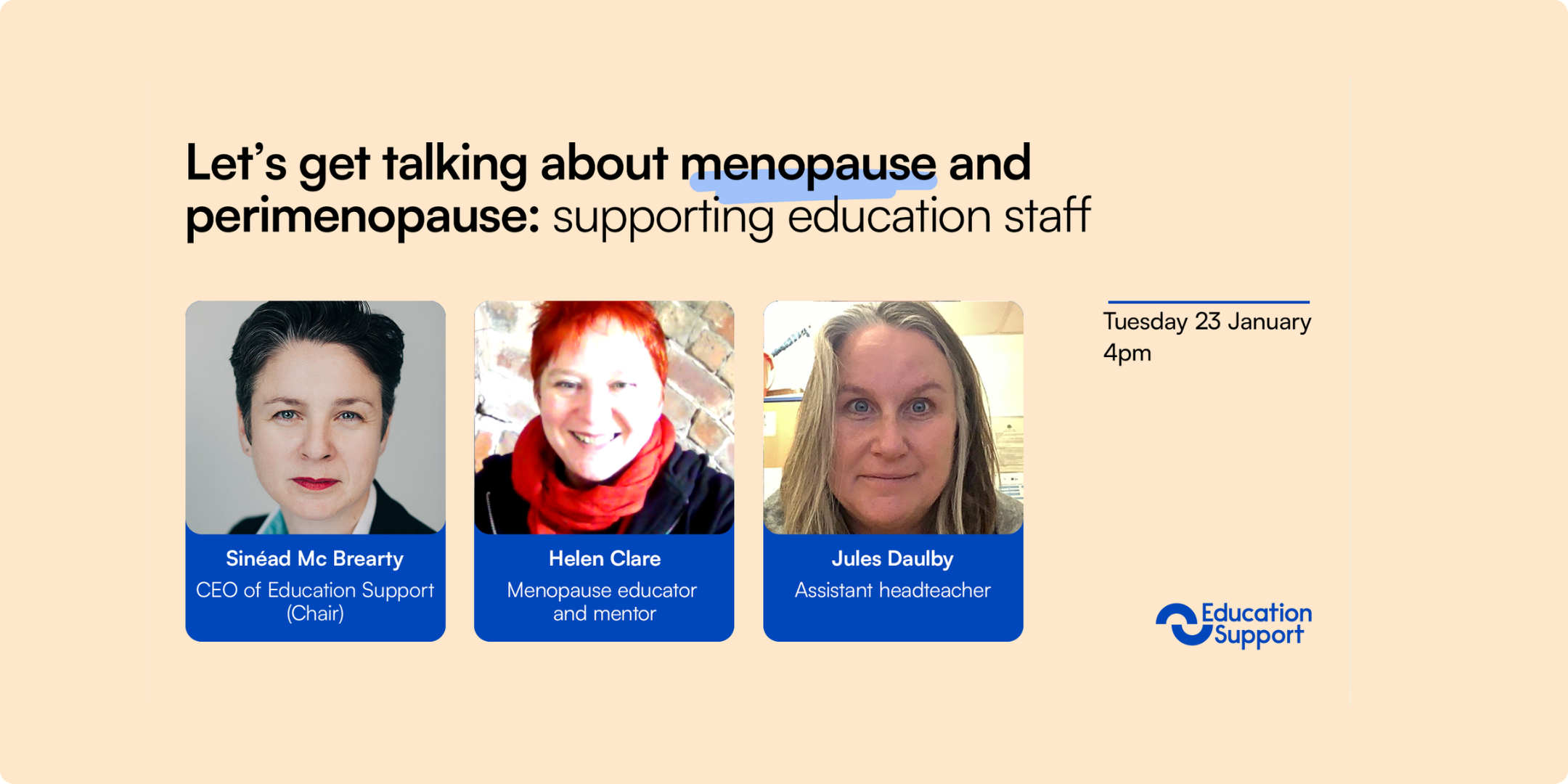 Event banner for menopause event