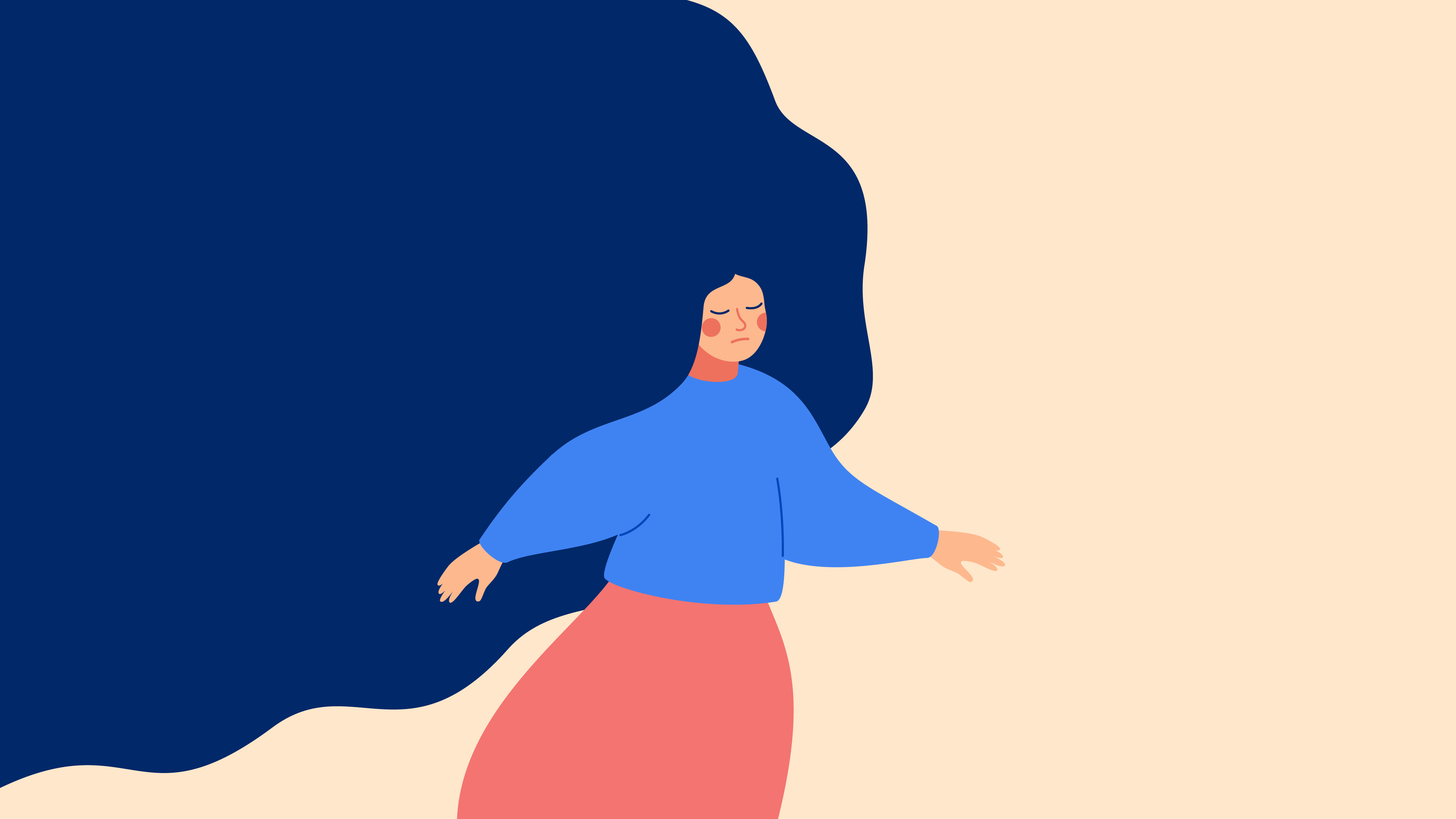 An illustration of a women looking anxious 