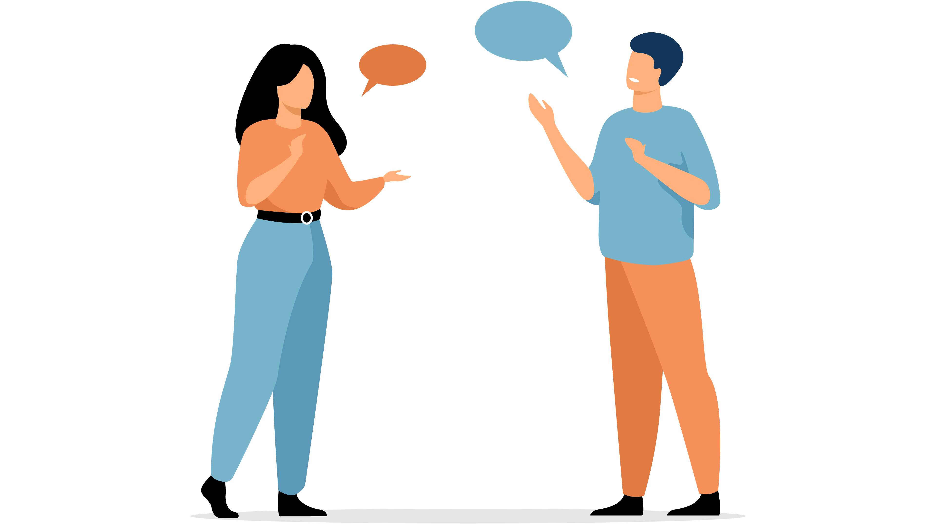 An illustration of a colleagues having a conversation