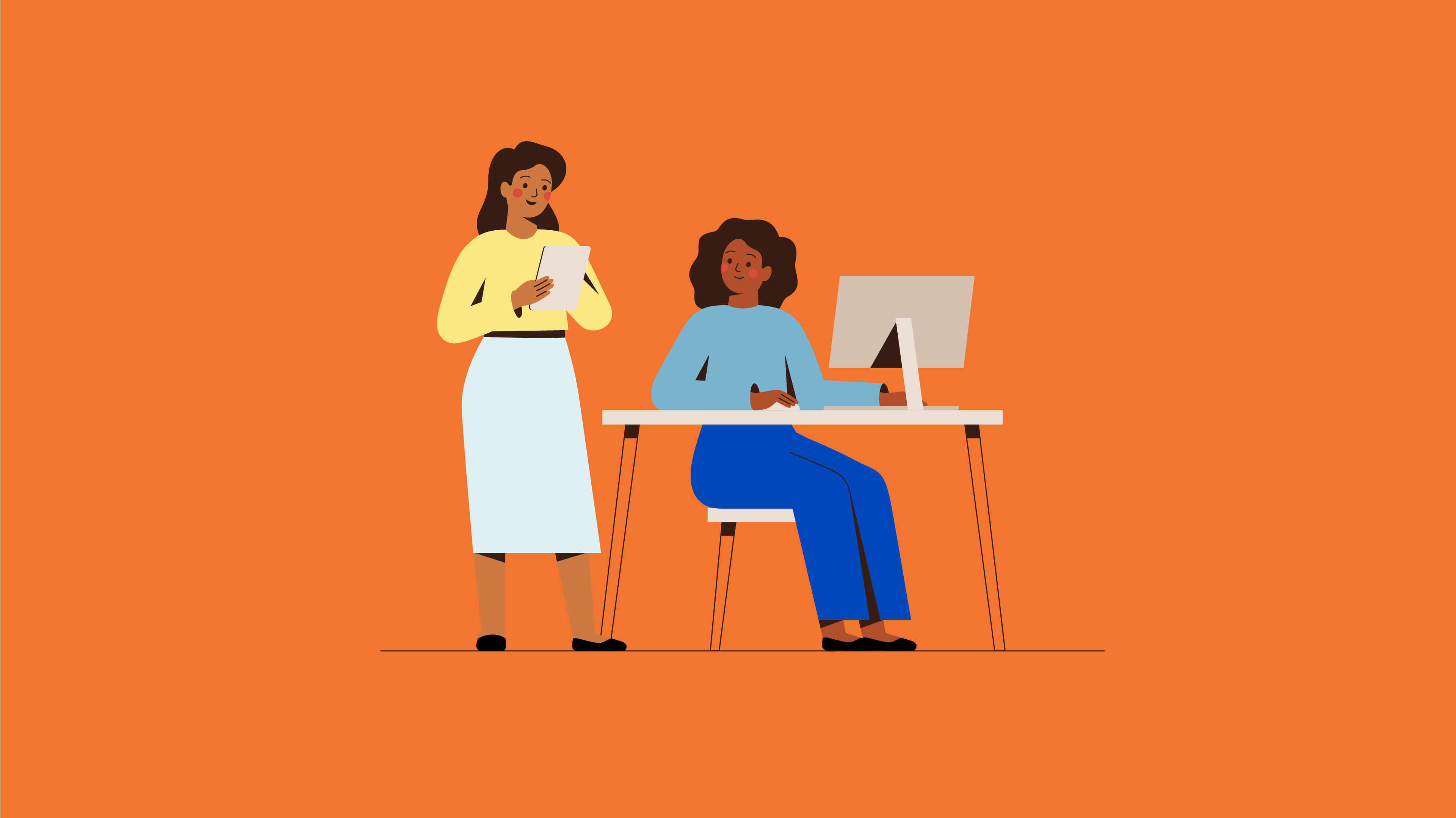 A simple illustration of a two colleagues talking 