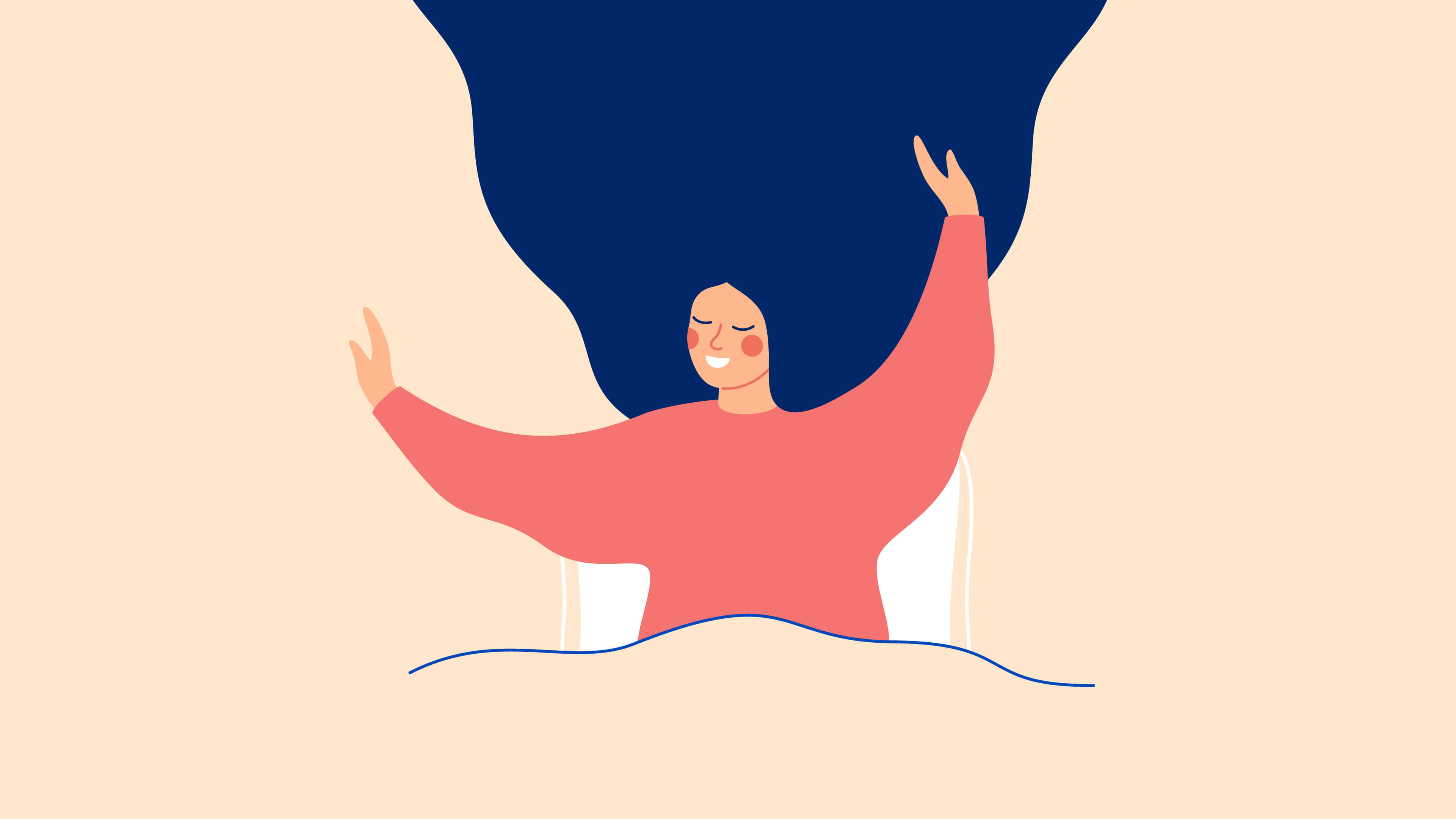 An illustration of a women waking up and stretching