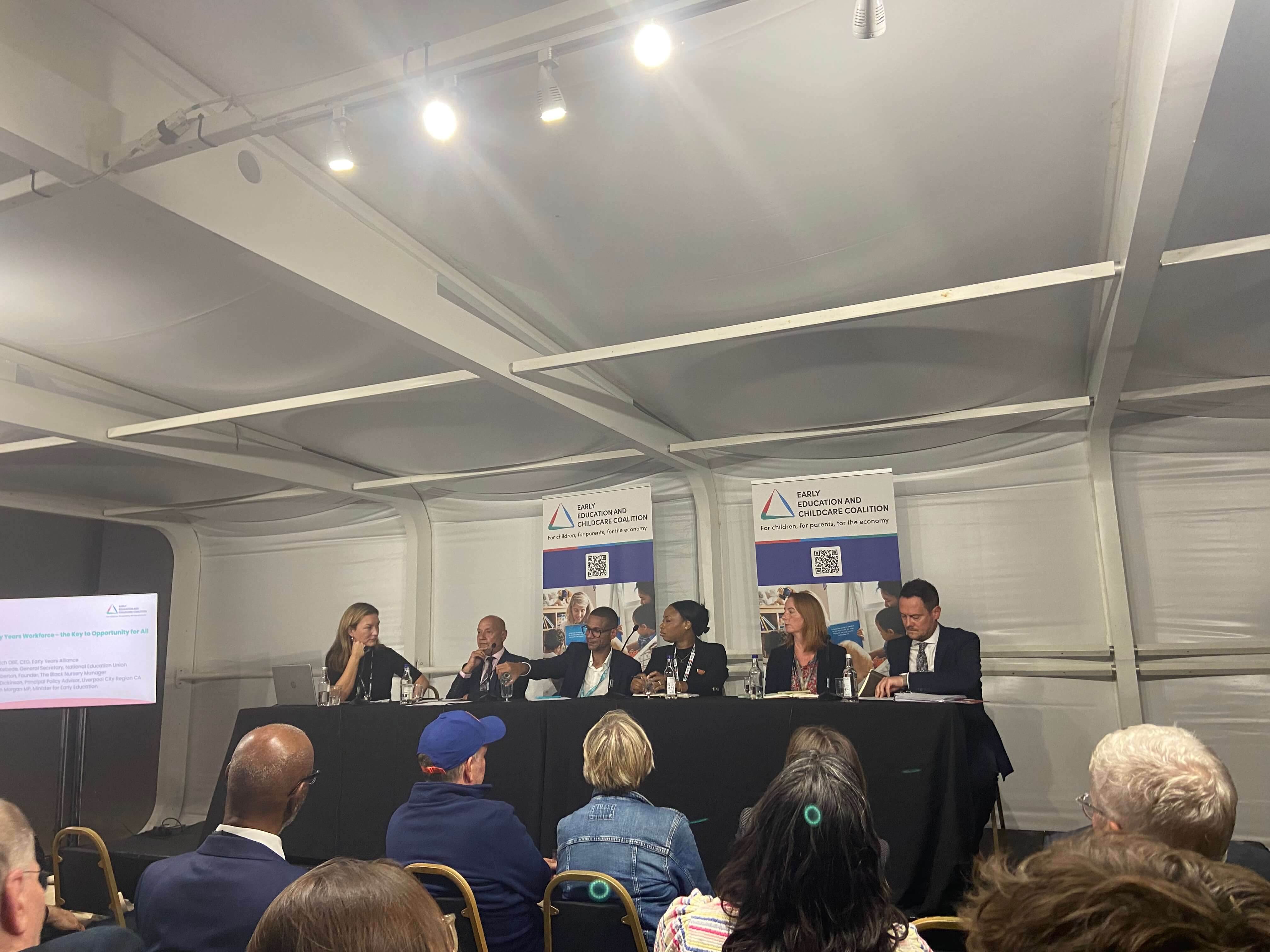 Stephen Morgan MP, Minister for Early Education, alongside a brilliant panel of speakers discussing how to support our critical early years workforce.