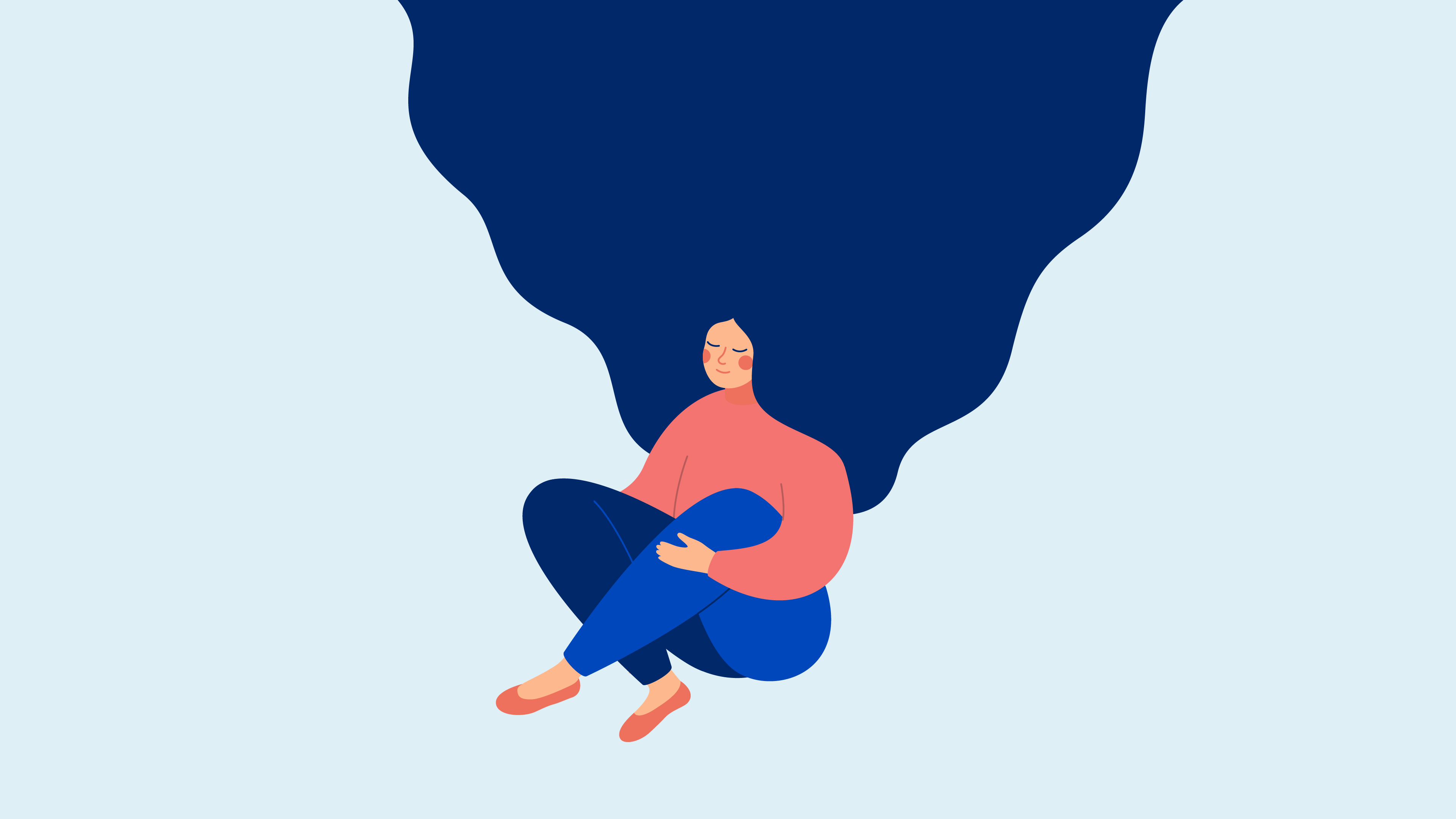 An illustration of a woman looking sad - depression