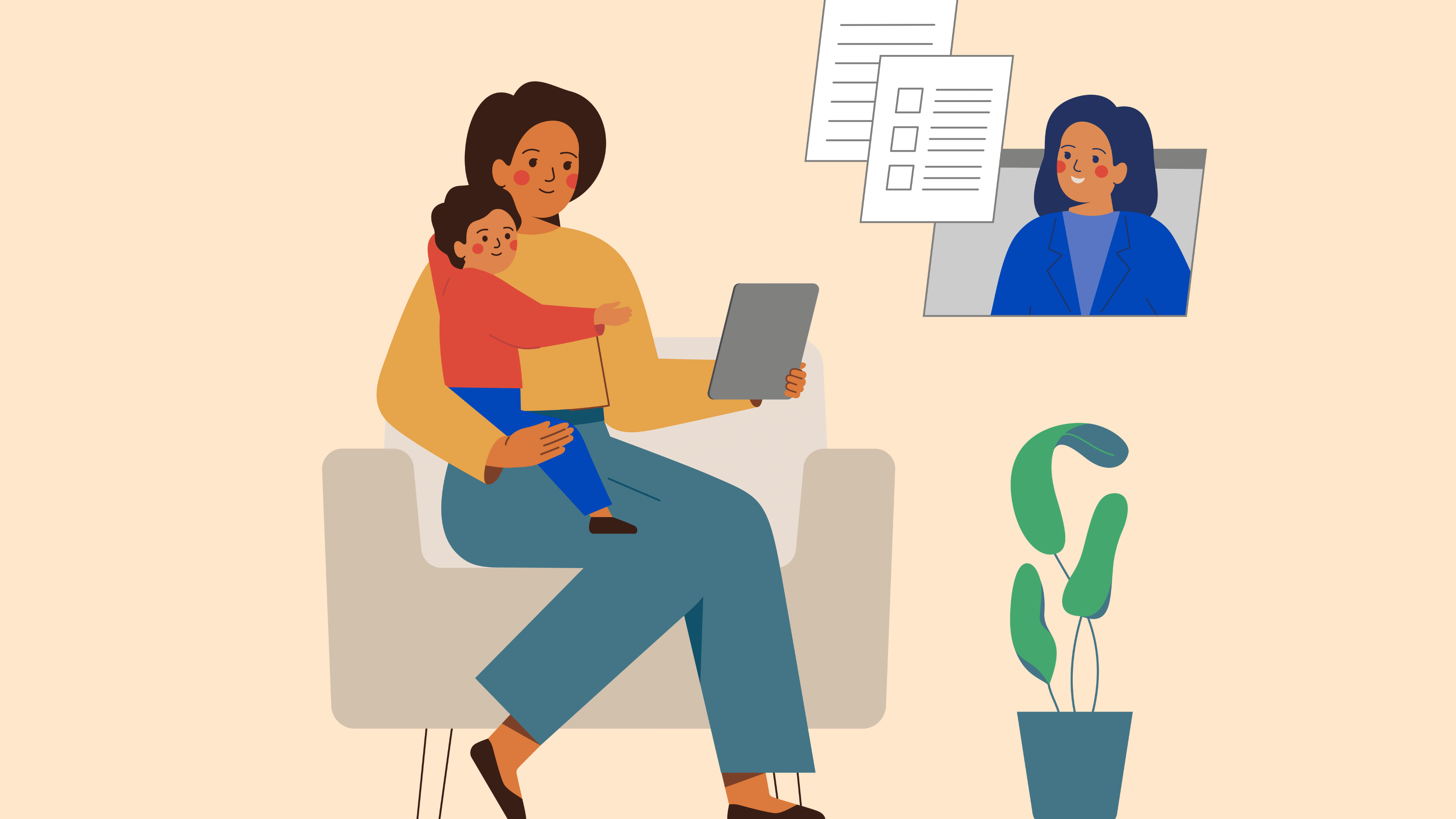 Parent having an online meeting