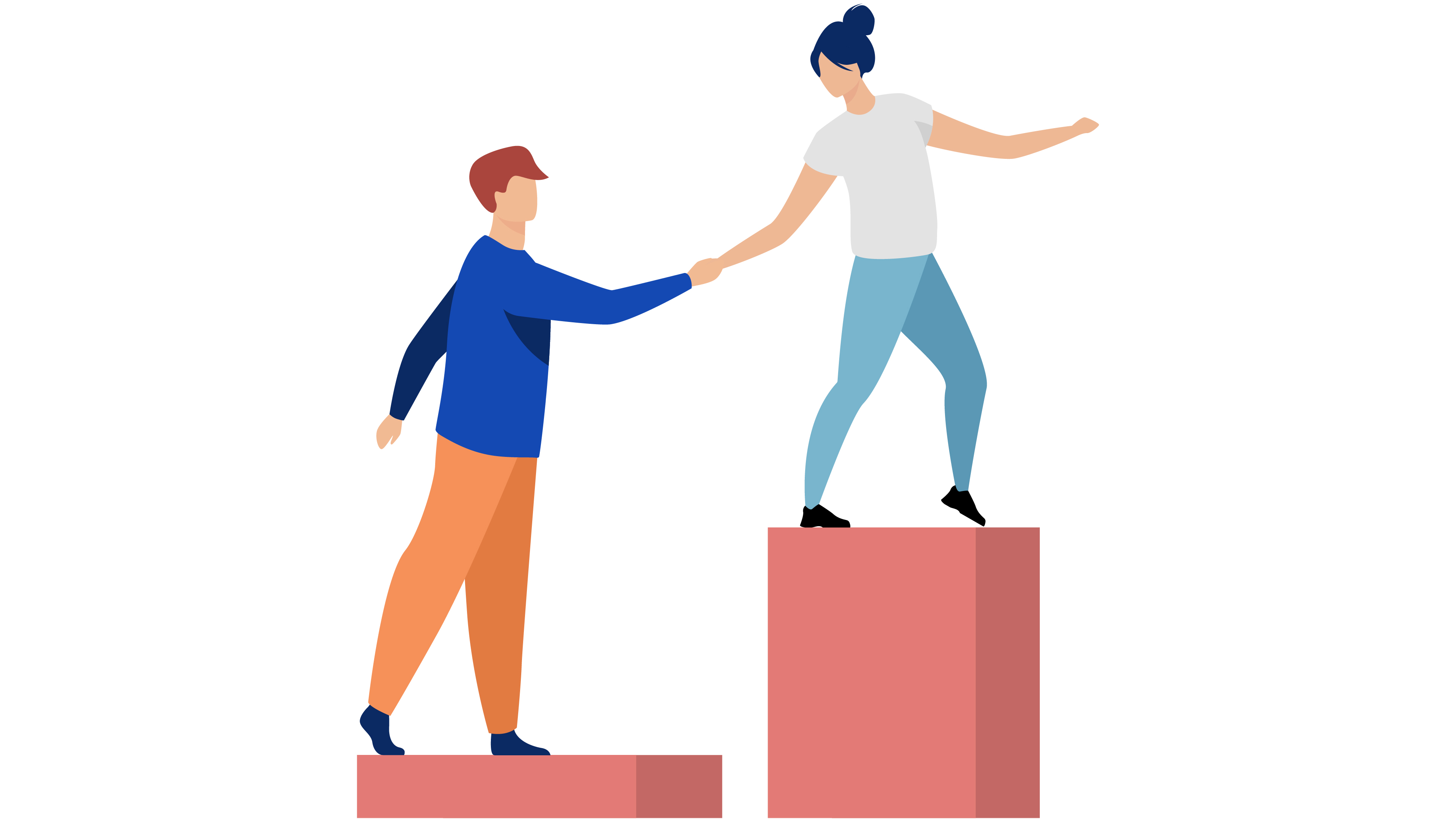 An illustration of colleagues supporting each other 