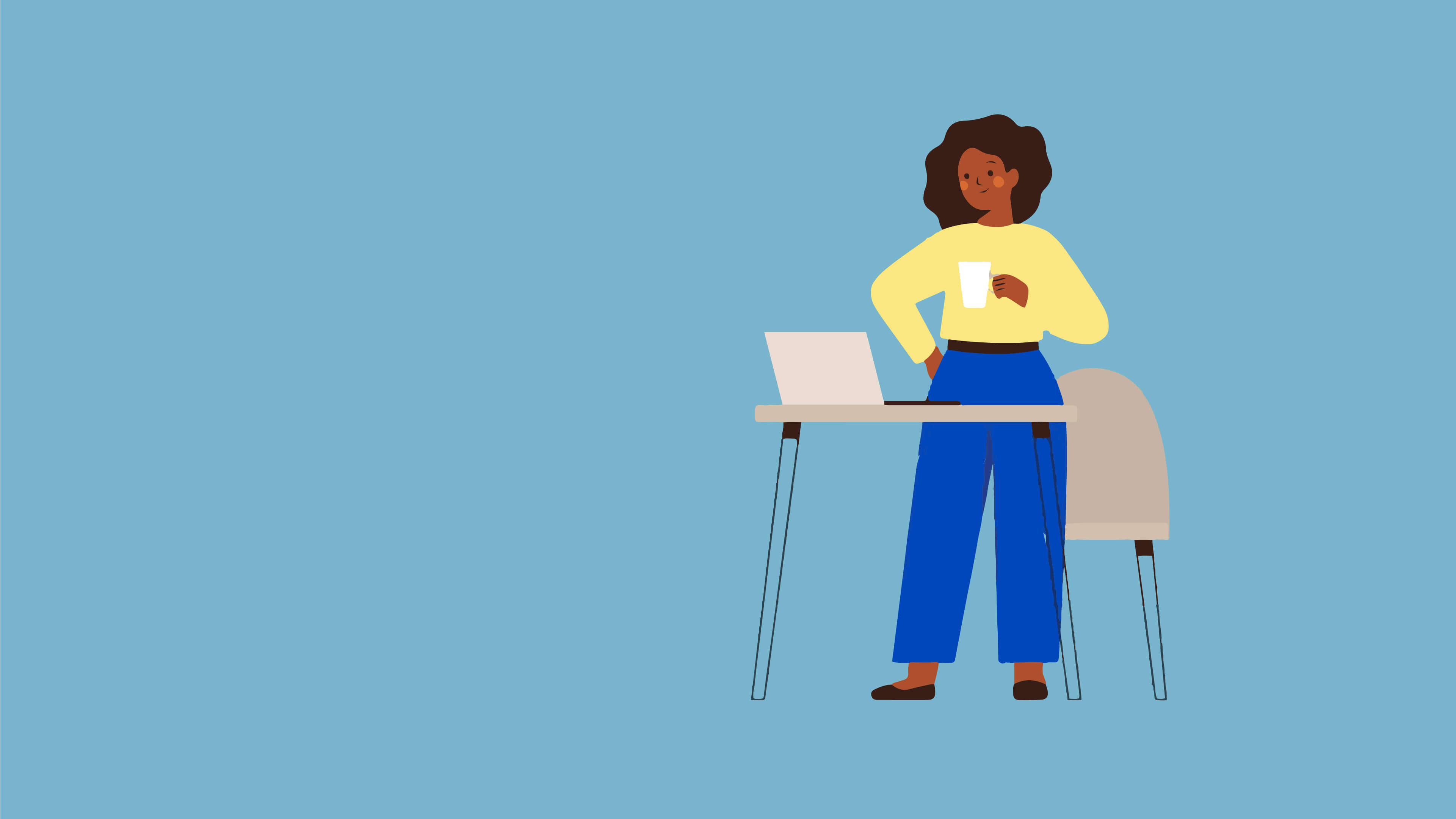 A simple illustration of a headteacher by her desk