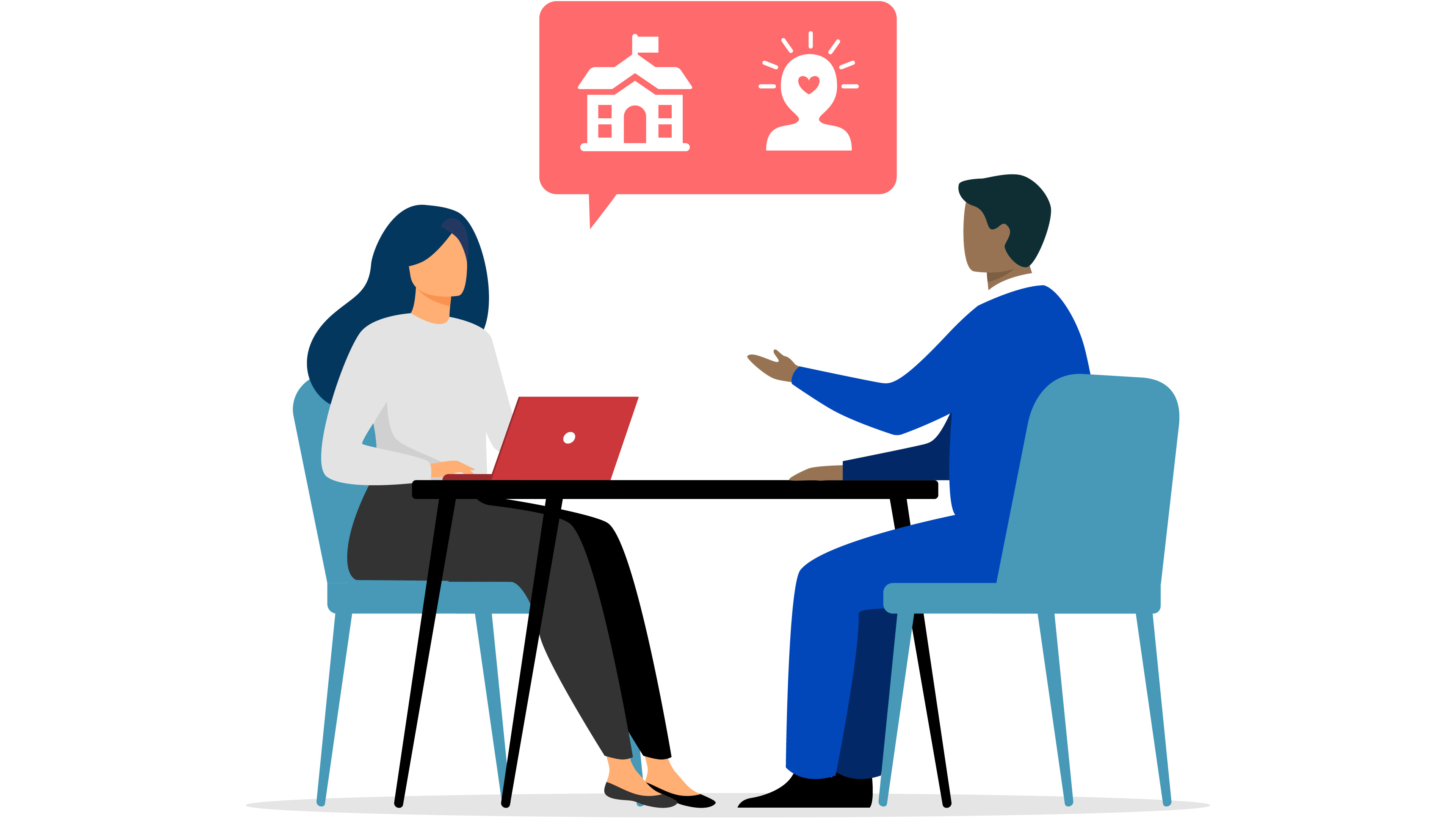 An illustration of a colleagues talking, bringing wellbeing into the every day