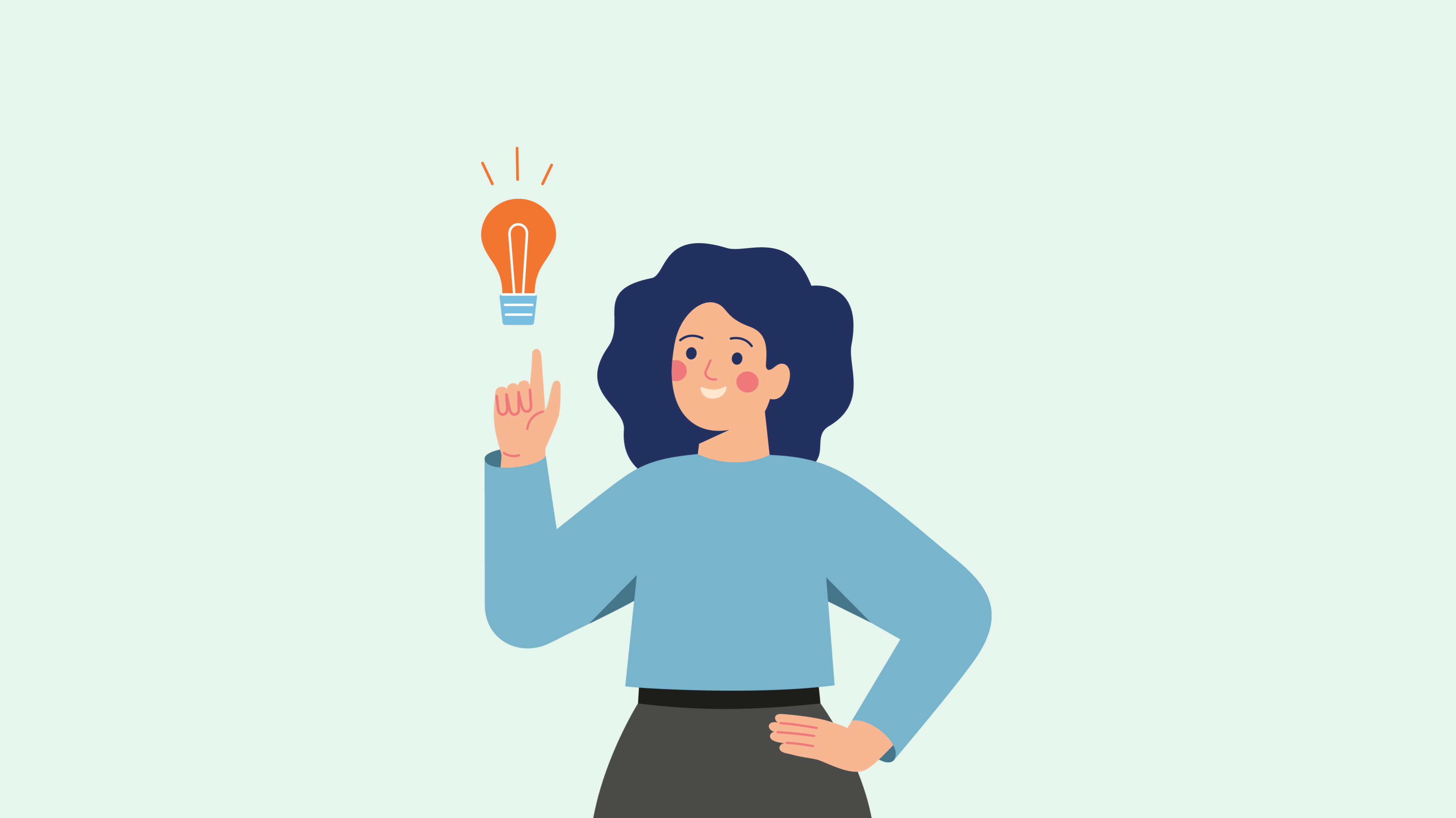A woman having a idea with lightbulb